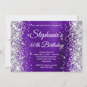 Invitation Parties scintillant d'argent Indigo violet fantais