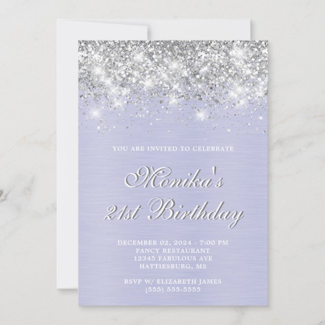 Invitation Parties scintillant d'argent Métal pourpre Bold 21 (Devant)
