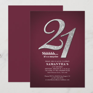 Invitation Parties scintillant d'argent moderne 21e anniversa