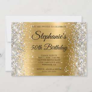 Invitation Parties scintillant d'argent Monogramme d'huile d'