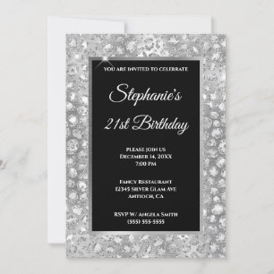 Invitation Parties scintillant d'argent mousseux Empreinte de