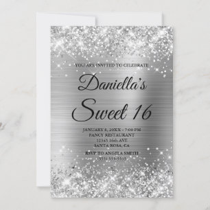 Invitation Parties scintillant d'argent mousseux et huile dou