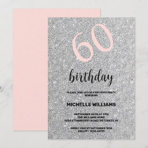 Invitation Parties scintillant d'argent Noir Blush Calligraph
