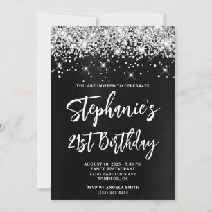 Invitation Parties scintillant d'argent noir Ombre Bold 21e a