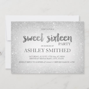 Invitation parties scintillant d'argent ombre chic moderne Sw