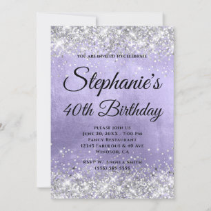Invitation Parties scintillant d'argent Pale Lavender Foil Fa