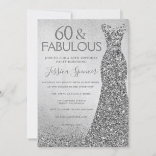 Invitation Parties scintillant d'argent robe femmes 60e fête 