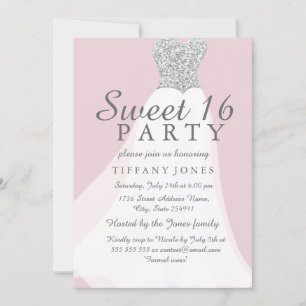 Invitation Parties scintillant d'argent rose Robe blanche Dou