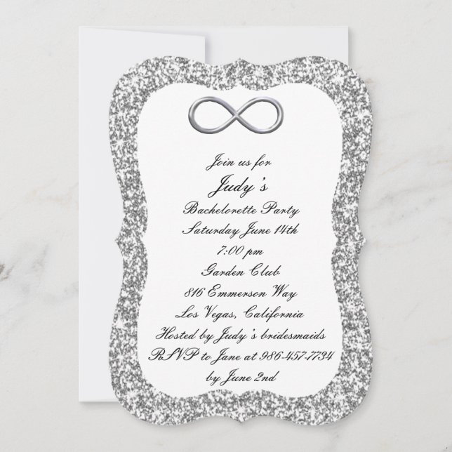 Invitation Parties scintillant d'argent Silver Infinity Bache (Devant)