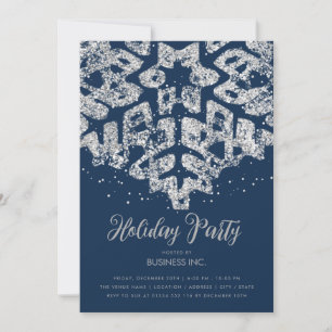 Invitation Parties scintillant d'argent Snowflake Fête de fêt