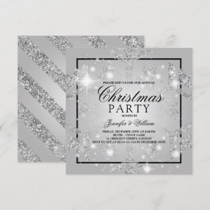 Invitation Parties scintillant d'argent Snowflake Noël Fête
