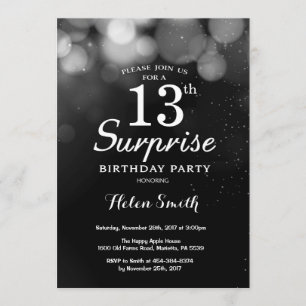 Invitation Parties scintillant d'argent Surprise 13e annivers