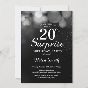 Invitation Parties scintillant d'argent Surprise 20e annivers