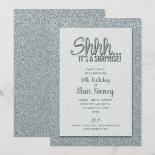Invitation Parties scintillant d'argent SURPRISE Anniversaire