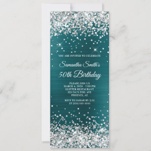 Invitation Parties scintillant d'argent Turquoise Blue Foil 5