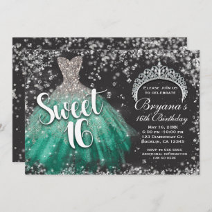 Invitation Parties scintillant d'argent Turquoise robe Tiara 