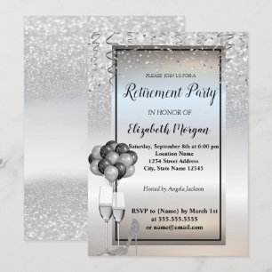 Invitation Parties scintillant d'argent, Verre, Ballons Retra