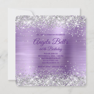 Invitation Parties scintillant d'argent violet brossé huile 6