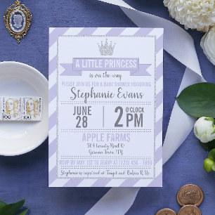 Invitation Parties scintillant d'argent violet  princesse Bab