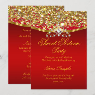 Invitation Parties scintillant de 16 parties Sweet Red Gold I