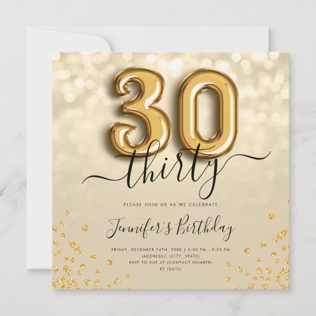 Invitation Parties scintillant de ballon d'or 30e anniversair (Devant)