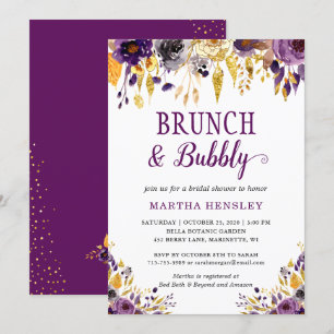 Invitation Parties scintillant de Brunch et Bubbly Gold Dots 