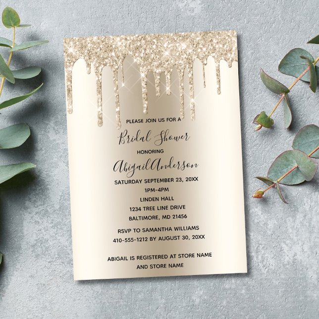 Invitation Parties scintillant de Champagne Fête des mariées  (Champagne Dripping Glitter Bridal Shower Invitation. Printed and Digital Download)