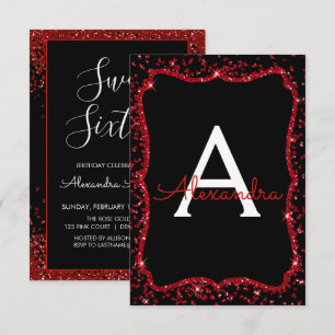 Invitation Parties scintillant de coeur rouge Étincelle Sweet