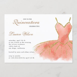 Invitation Parties scintillant de corail Gown Quinceanera Inv