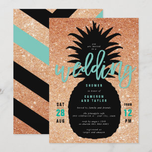 Invitation Parties scintillant de cuivre Ananas Wedding showe
