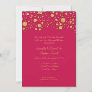 Invitation Parties scintillant de feuille d'or points Confett