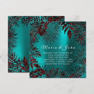 Invitation Parties scintillant de feuilles florales tropicale