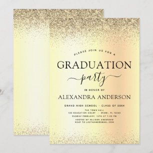 Invitation parties scintillant de fin d'études 2023 Gold Blac