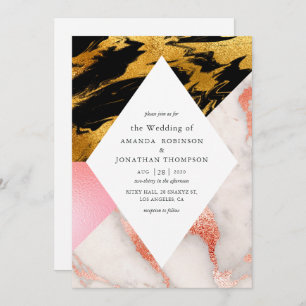 Invitation Parties scintillant de Glam Faux Mariage en marbre