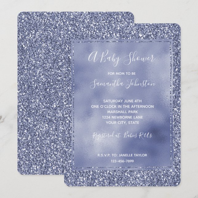 Invitation Parties scintillant de glam Lilac Glitz violet (Devant / Derrière)