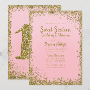 Invitation Parties scintillant de Glam Sweet 16 Partie rose e