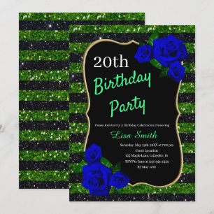 Invitation Parties scintillant de la Grève noire verte d'anni