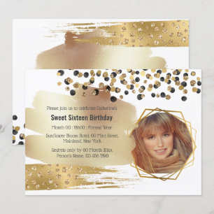 Invitation Parties scintillant de luxe Gold confetti annivers