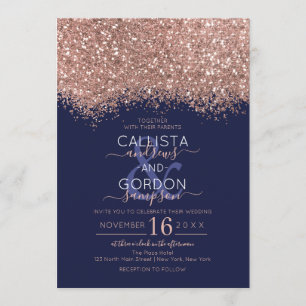 Invitation Parties scintillant de luxe Rose Gold Marine Maria