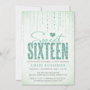 Invitation Parties scintillant de menthe look Sweet 16 (Seize