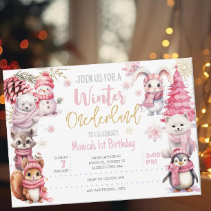 Invitation Parties scintillant de neige de l'hiver onederland