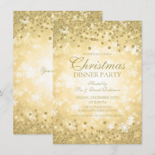 Invitation Parties scintillant de Noël d'or Winter Wonder