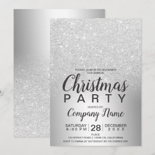 Invitation parties scintillant de Noël en argent pour les gra