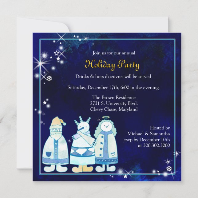 Invitation Parties scintillant de Noël Fête des Trois Sages H (Devant)