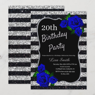 Invitation Parties scintillant de nuances noires d'argent Ros