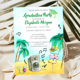 Invitation Parties scintillant de plage Casquette, Diplôme