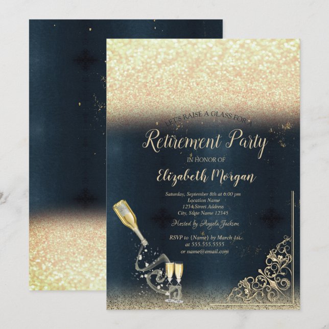 Invitation Parties scintillant de retrait de la bouteille de  (Devant / Derrière)