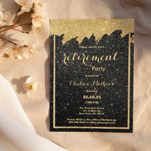 Invitation Parties scintillant de retraite en or noir luxe