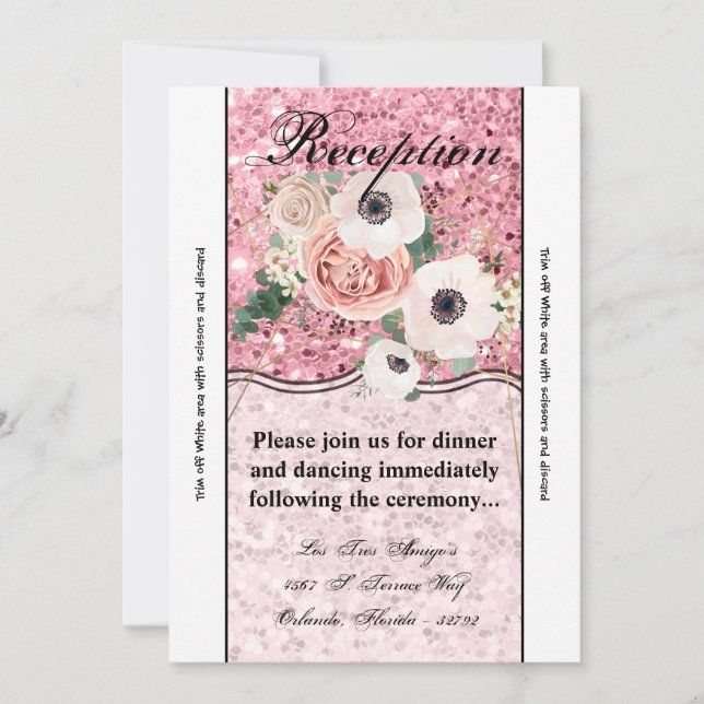 Invitation parties scintillant de Rose de jardin géométrique  (Devant)