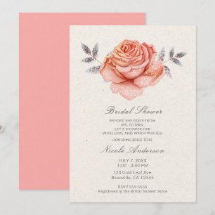 Invitation Parties scintillant de  Rose Feuilles Fêtes des ma